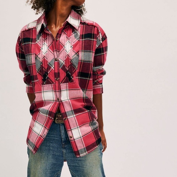 Free People Layla Plaid Top - Picture 3 of 5